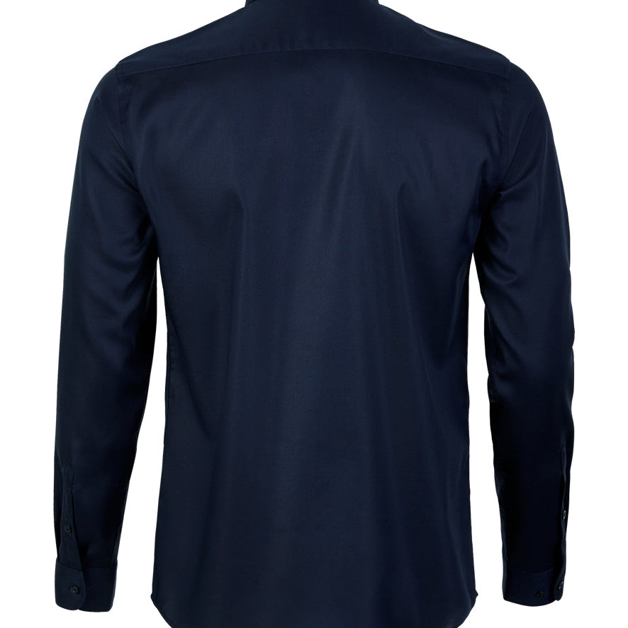 Men's Premium 100% Cotton Long Sleeve Shirt - Dark Blue