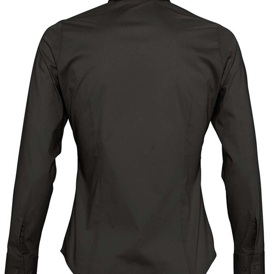 Women's Professional Wrinkle Resistant Long Sleeve Fitted Blouse - Black