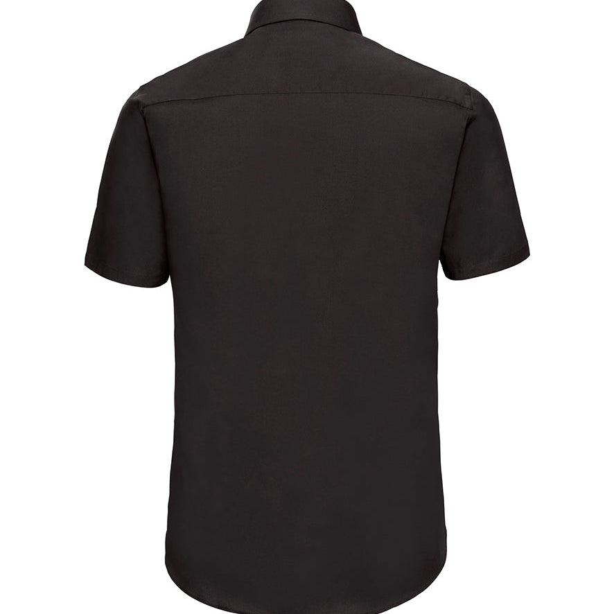 Men's Professional Cotton Short Sleeve Fitted Shirt - Black