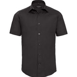Men's Professional Cotton Short Sleeve Fitted Shirt - Black
