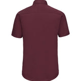 Men's Professional Cotton Short Sleeve Fitted Shirt - Burgundy