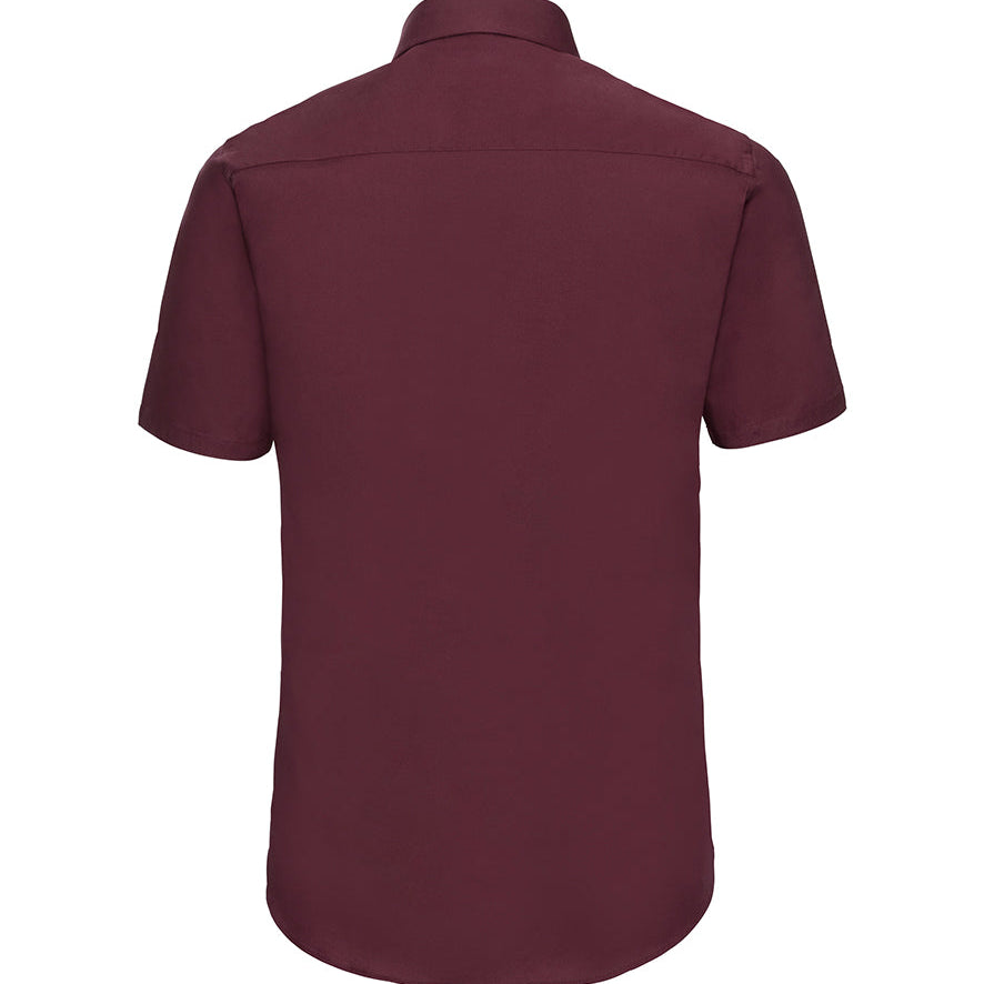 Men's Professional Cotton Short Sleeve Fitted Shirt - Burgundy