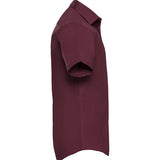 Men's Professional Cotton Short Sleeve Fitted Shirt - Burgundy