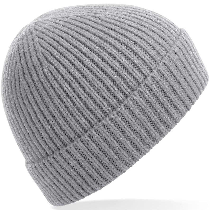 Unisex Super Warm Classic Ribbed Knitted Beanie - Light Grey