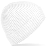 Unisex Super Warm Classic Ribbed Knitted Beanie - White