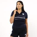 Omnitau Women's Core Football Polo Neck Shirt - French Navy