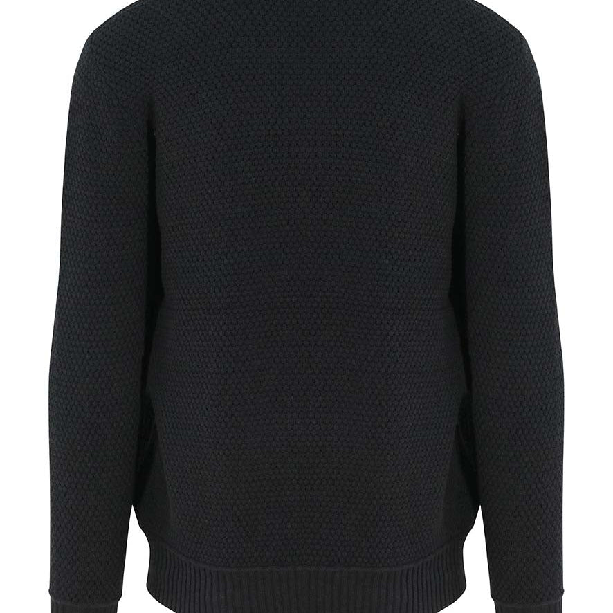 Unisex Premium Sustainable Ribbed Collar Crew Neck Sweatshirt - Black