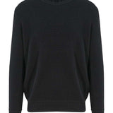 Unisex Premium Sustainable Ribbed Collar Crew Neck Sweatshirt - Black