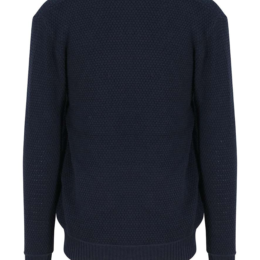 Unisex Premium Sustainable Ribbed Collar Crew Neck Sweatshirt - Navy