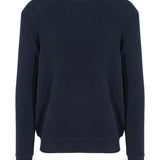 Unisex Premium Sustainable Ribbed Collar Crew Neck Sweatshirt - Navy