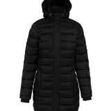 Women's Professional Lightweight Long Padded Parka Jacket - Black