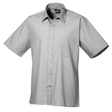 Men's Professional Short Sleeve Breathable Poplin Shirt - Silver