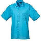 Men's Professional Short Sleeve Breathable Poplin Shirt - Turquoise Blue