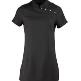 Women's Premium Mandarin Collar Short Sleeve Tunic - Black