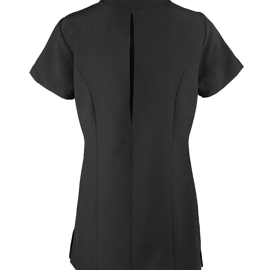 Women's Professional Mandarin Collar Short Sleeve Tunic - Black
