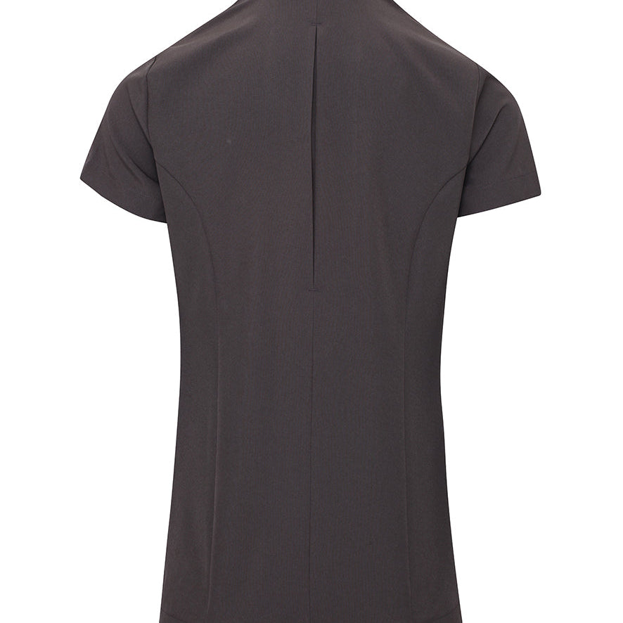 Women's Professional Mandarin Collar Short Sleeve Tunic - Grey