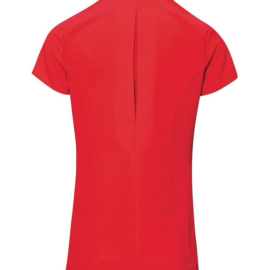 Women's Professional Mandarin Collar Short Sleeve Tunic - Red