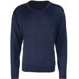 Men's Knitted V Neck Sweater - Navy