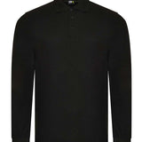 Men's Premium Breathable Long Sleeve Polo Shirt- Black