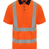 Men's Professional High Visibility Polo Shirt - Orange/Navy
