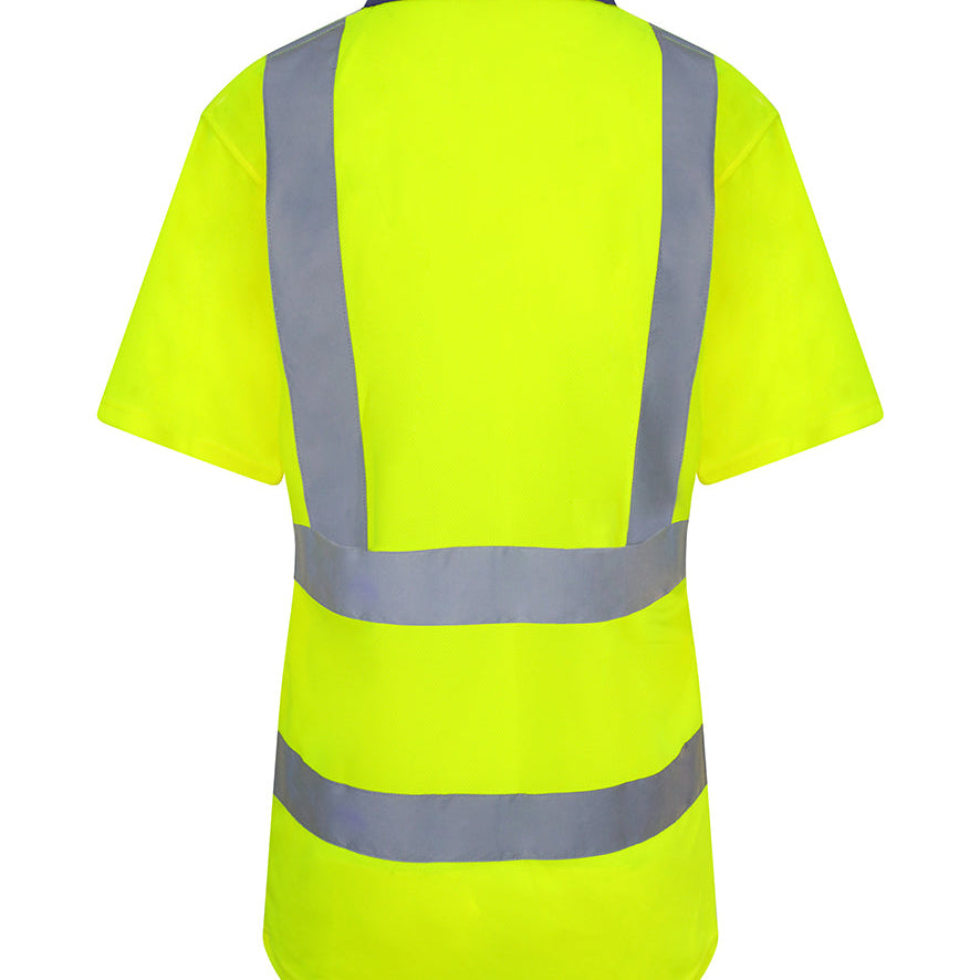 Men's Professional High Visibility Polo Shirt - Yellow/Navy