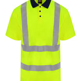 Men's Professional High Visibility Polo Shirt - Yellow/Navy