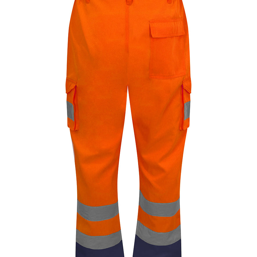 Unisex Professional High Visibility Water Repellent Cargo Trousers - Orange