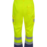 Unisex Professional High Visibility Water Repellent Cargo Trousers - Yellow