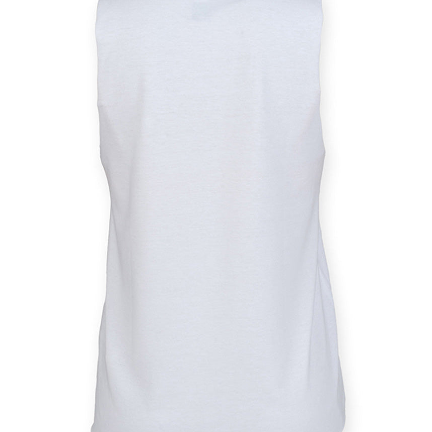 Women's Classic High Neck Raw Edge Hem Vest - White