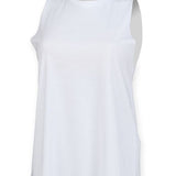Women's Classic High Neck Raw Edge Hem Vest - White