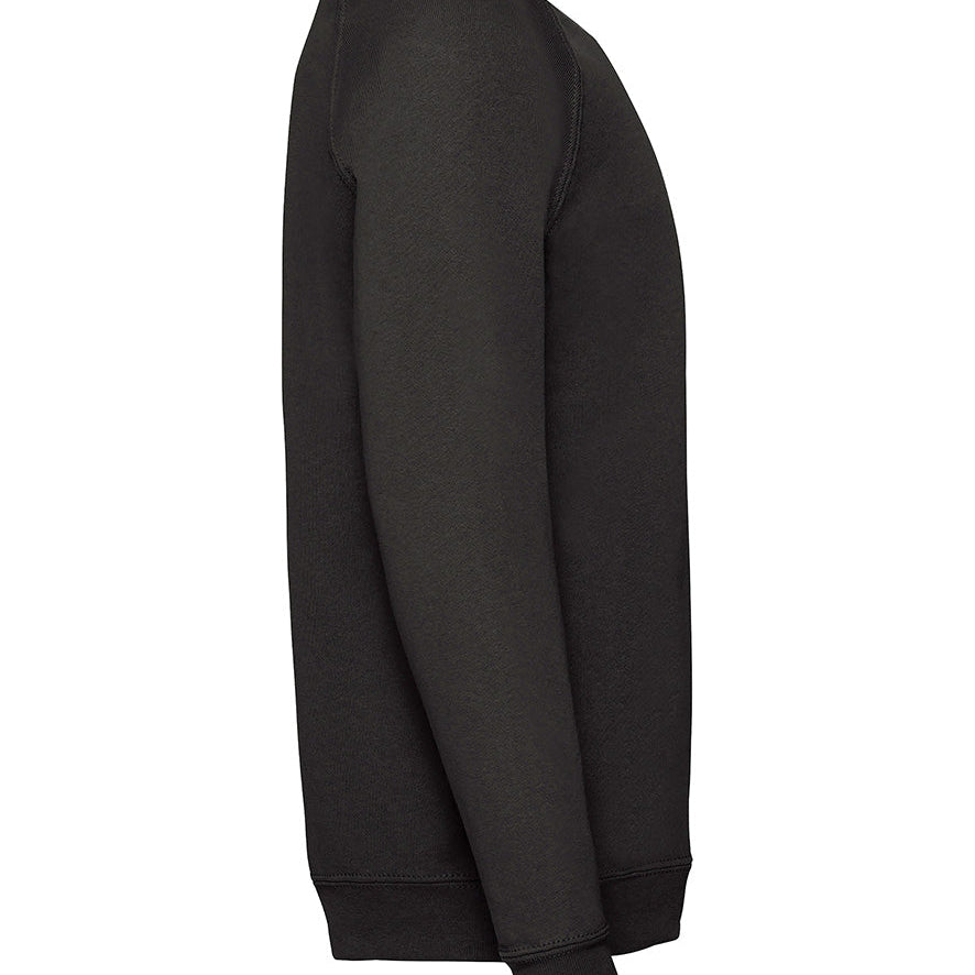 Unisex Classic Raglan Style Ribbed Neck Cotton Sweatshirt - Black