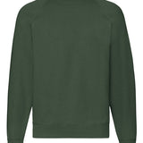 Unisex Classic Raglan Style Ribbed Neck Cotton Sweatshirt - Bottle Green