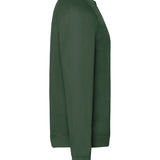 Unisex Classic Raglan Style Ribbed Neck Cotton Sweatshirt - Bottle Green