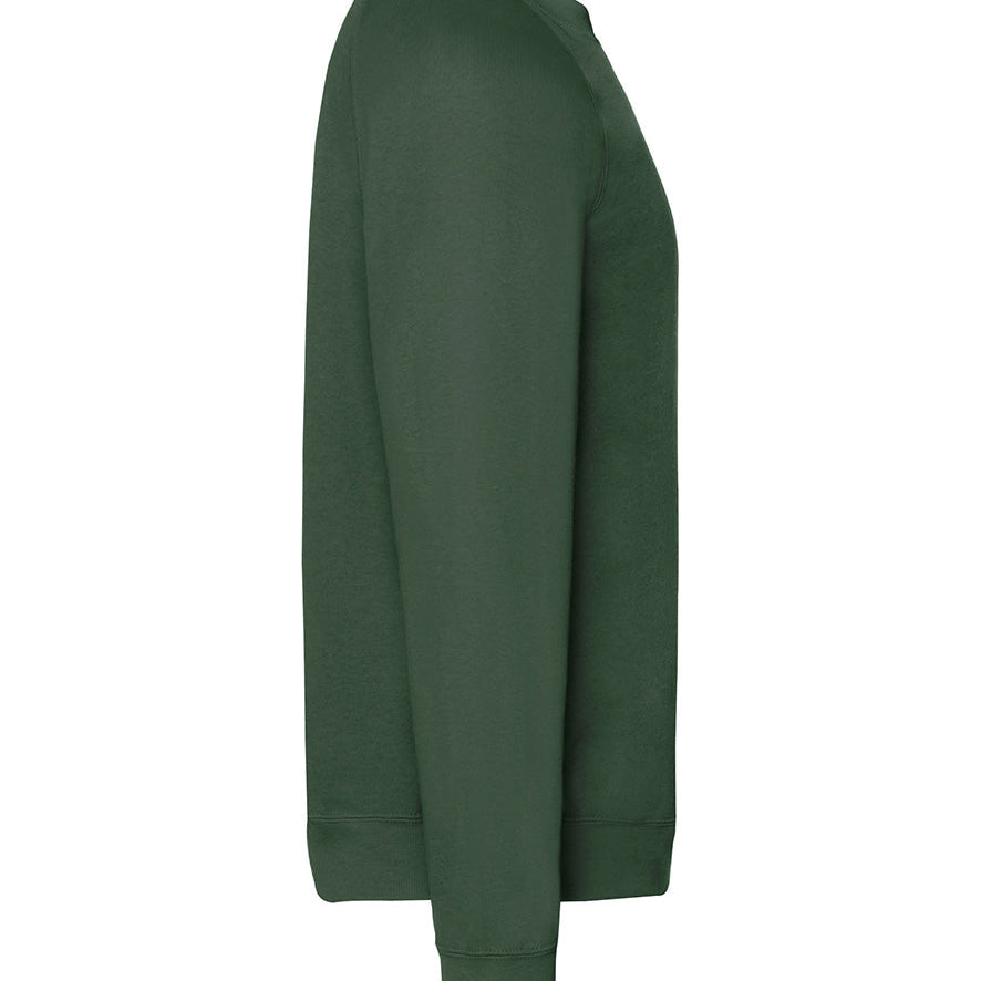 Unisex Classic Raglan Style Ribbed Neck Cotton Sweatshirt - Bottle Green