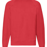 Unisex Classic Raglan Style Ribbed Neck Cotton Sweatshirt - Red