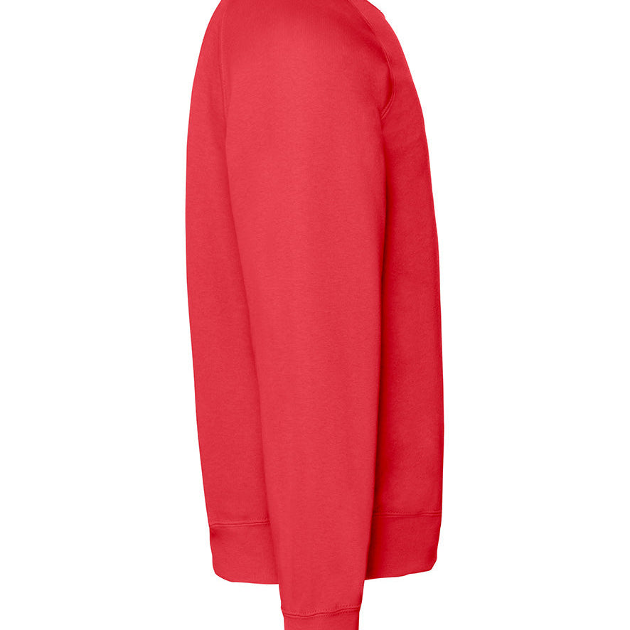 Unisex Classic Raglan Style Ribbed Neck Cotton Sweatshirt - Red