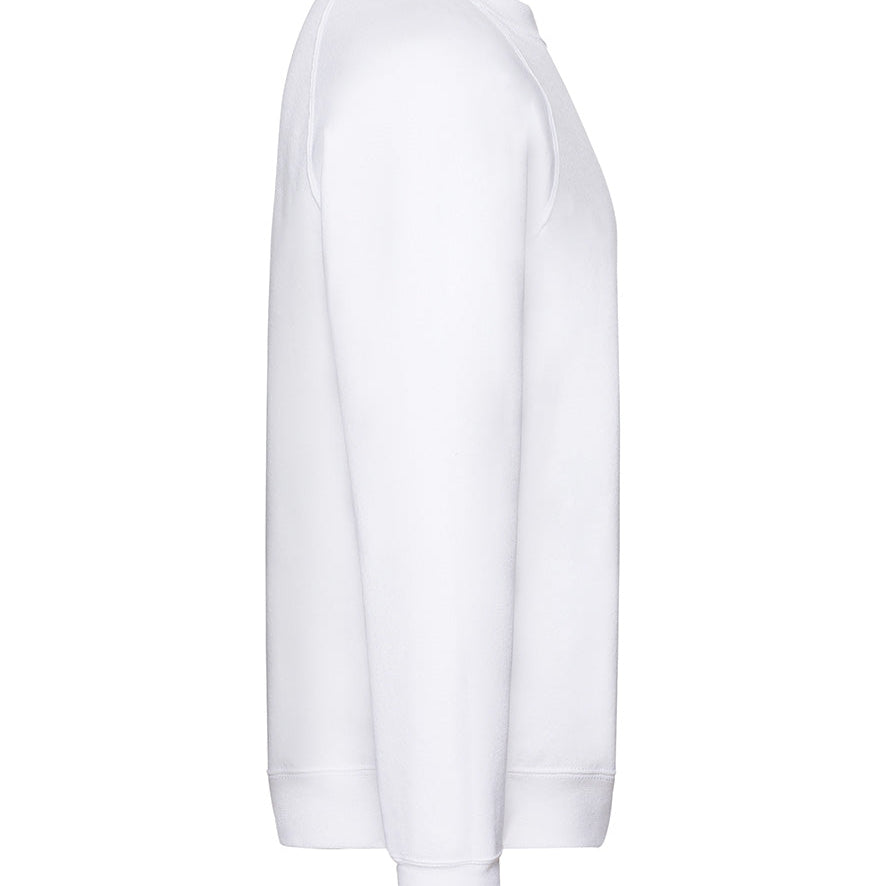 Unisex Classic Raglan Style Ribbed Neck Cotton Sweatshirt - White