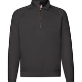 Men's Professional Raglan Style Quarter Zip Cotton Sweatshirt - Black