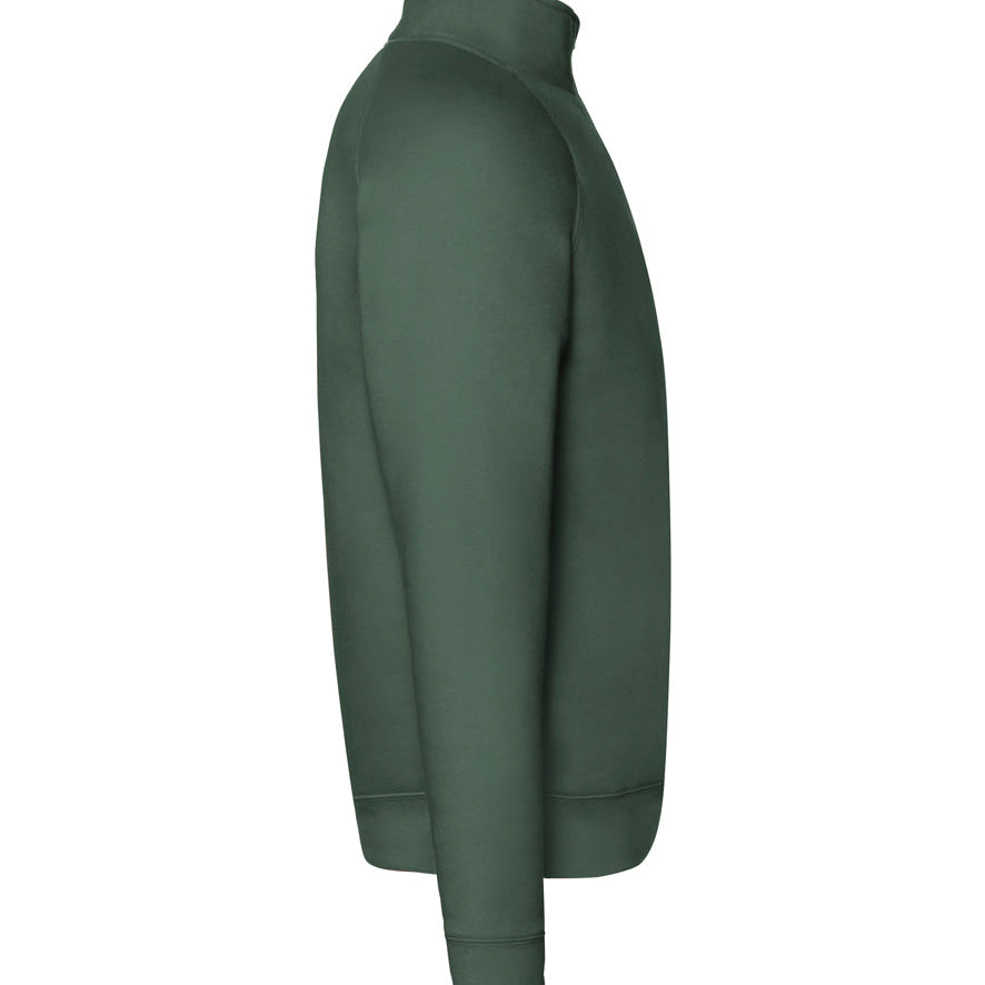 Men's Professional Raglan Style Quarter Zip Cotton Sweatshirt - Bottle Green