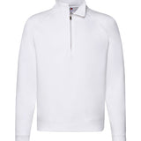 Men's Professional Raglan Style Quarter Zip Cotton Sweatshirt  - White