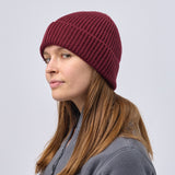 Unisex Super Warm Classic Ribbed Knitted Beanie - Burgundy
