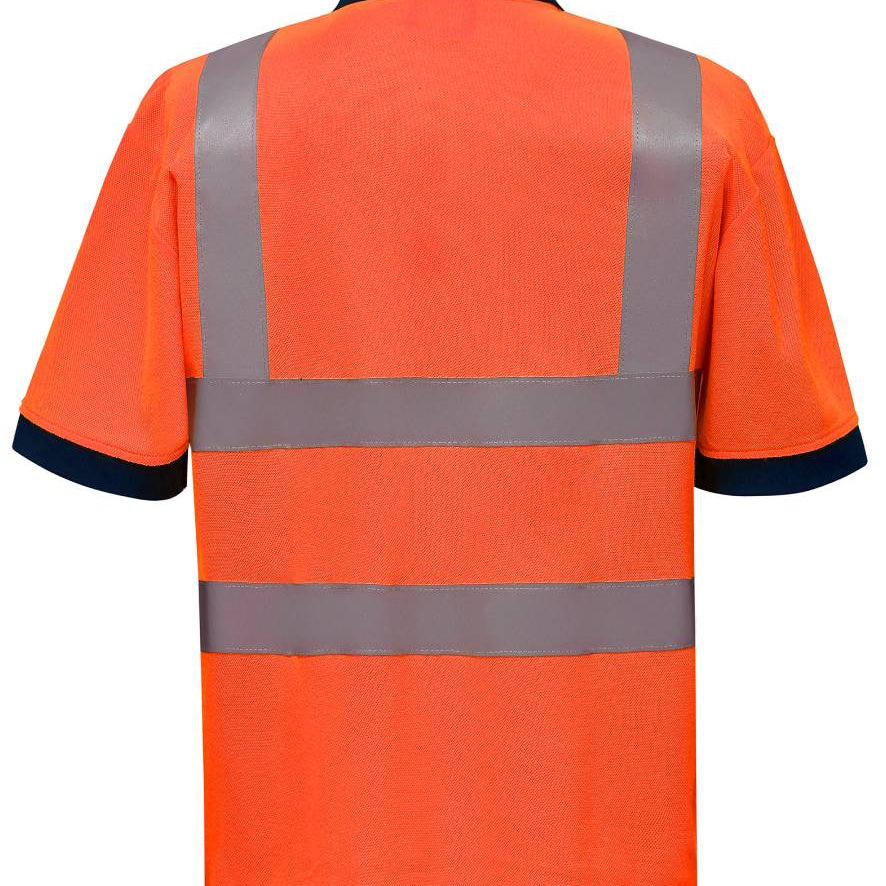 Men's Classic High Visibility Contrast Colour Polo Shirt - Orange