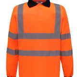 Men's Professional High Visibility Long Sleeve Polo Shirt - Orange