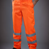 Men's Professional High Visibility Poly/Cotton Work Trousers - Orange