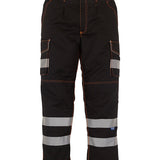 Men's Premium High Visibility Cargo Trousers With Knee Pad Pockets - Black