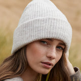 Unisex Super Warm Classic Ribbed Knitted Beanie - White